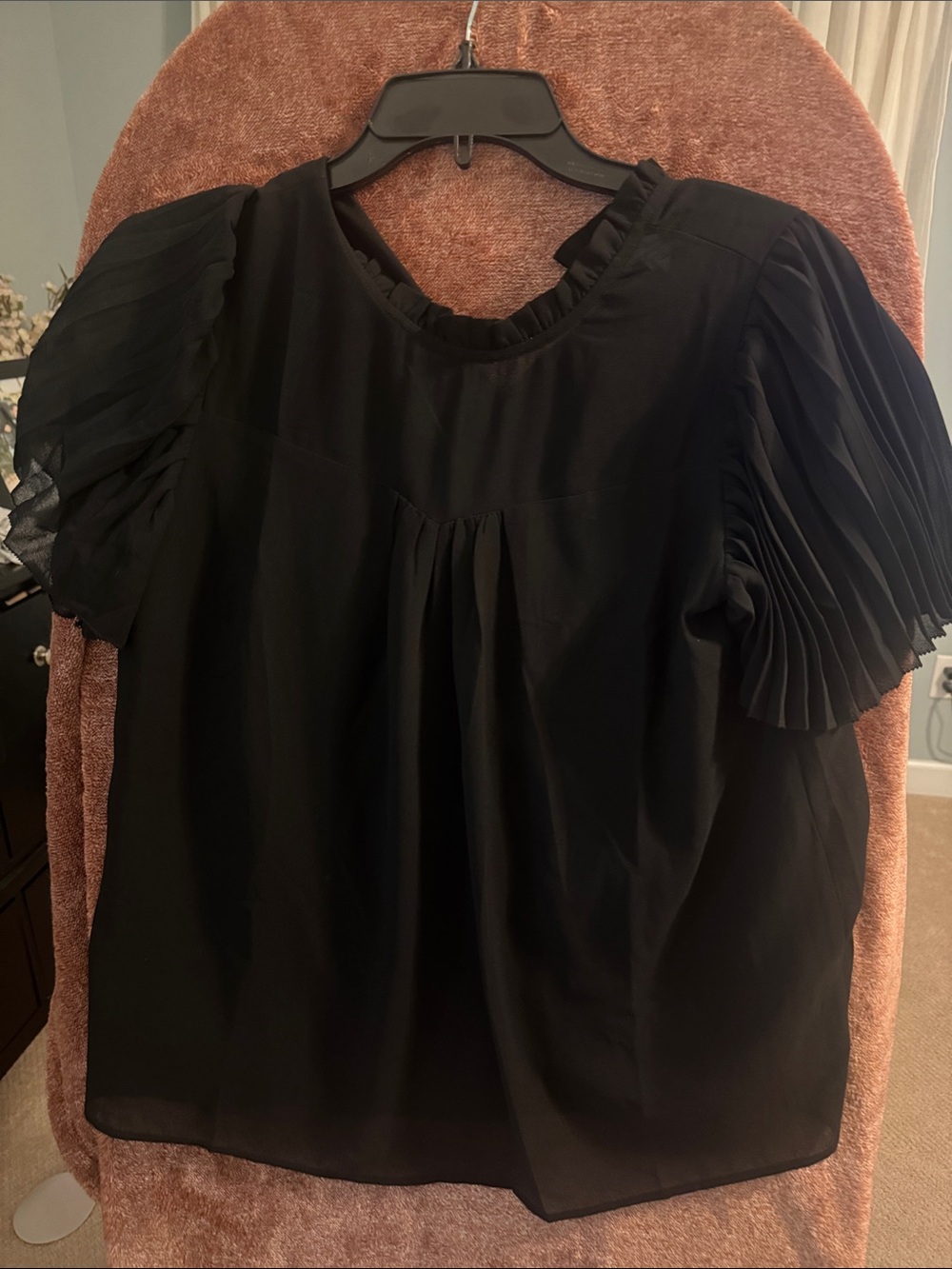 Faith and Joy Black Pleated Sleeve Blouse